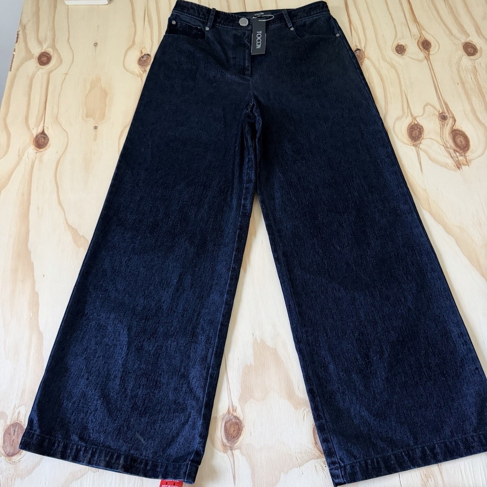 Toccin Women's Vaughn Straight Leg 5 Poc Denim Jeans Pants Size 8 Color Jet Blue